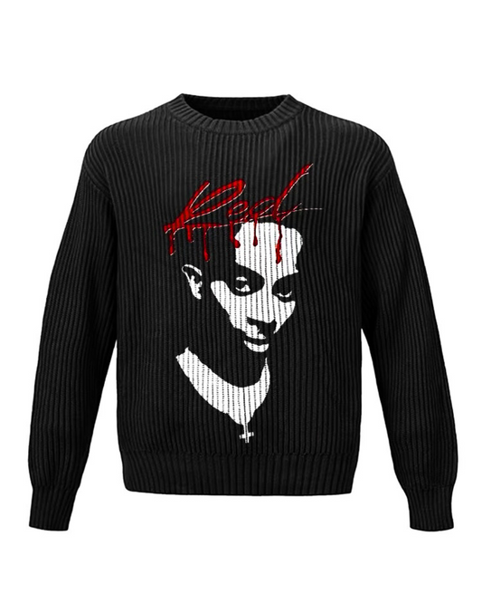 Red Drip Knit Sweater