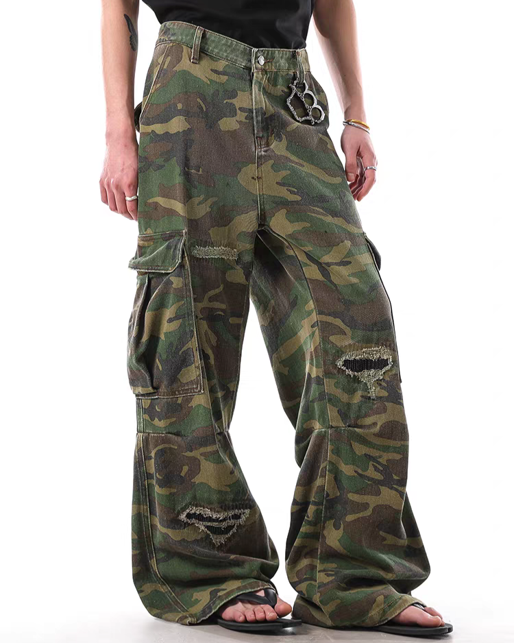 Destroyed Camo Utility Pants – Ninety-nine