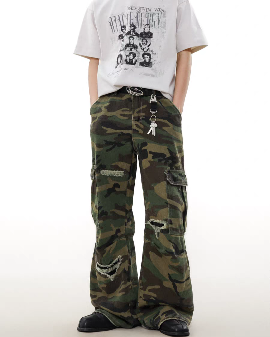 Destroyed Camo Utility Pants – Ninety-nine